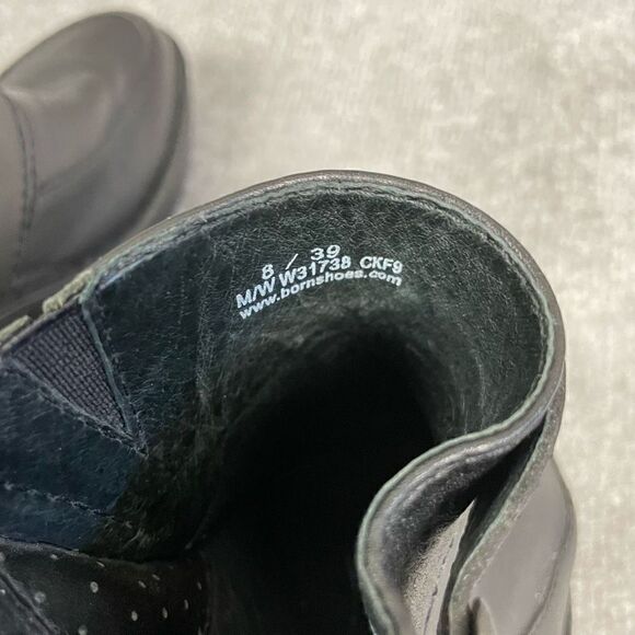 BOC Born Women’s 8 Black Leather Slip On Heeled Clogs Mules Buckle - Picture 3 of 7